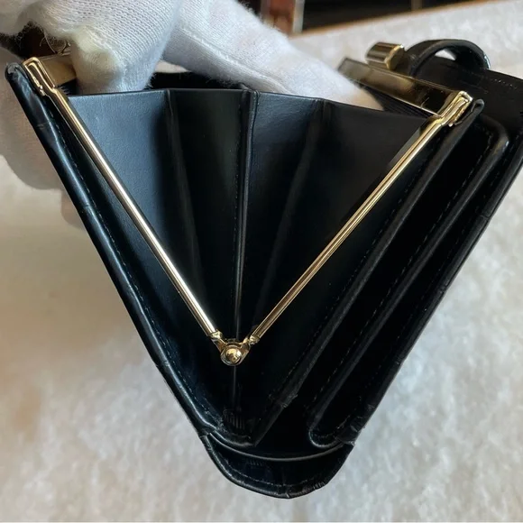 Givenchy Authentic Vintage Black Logo Textured Compact Wallet with Gold Hardware - Picture 12 of 16